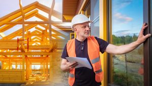 Builder,stands,next,to,a,panoramic,window.,frame,of,a